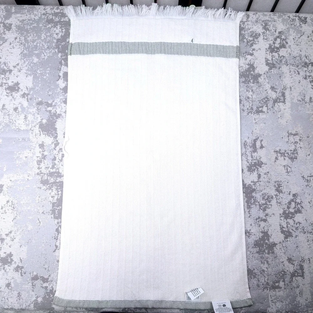 Hearth & Hand with Magnolia Set of 2 Hand Towels Cream‎ Olive Green Stripe NWT